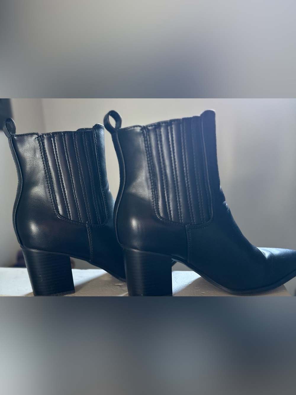 Dream Pairs Black Faux Leather Chelsea Ankle Booties